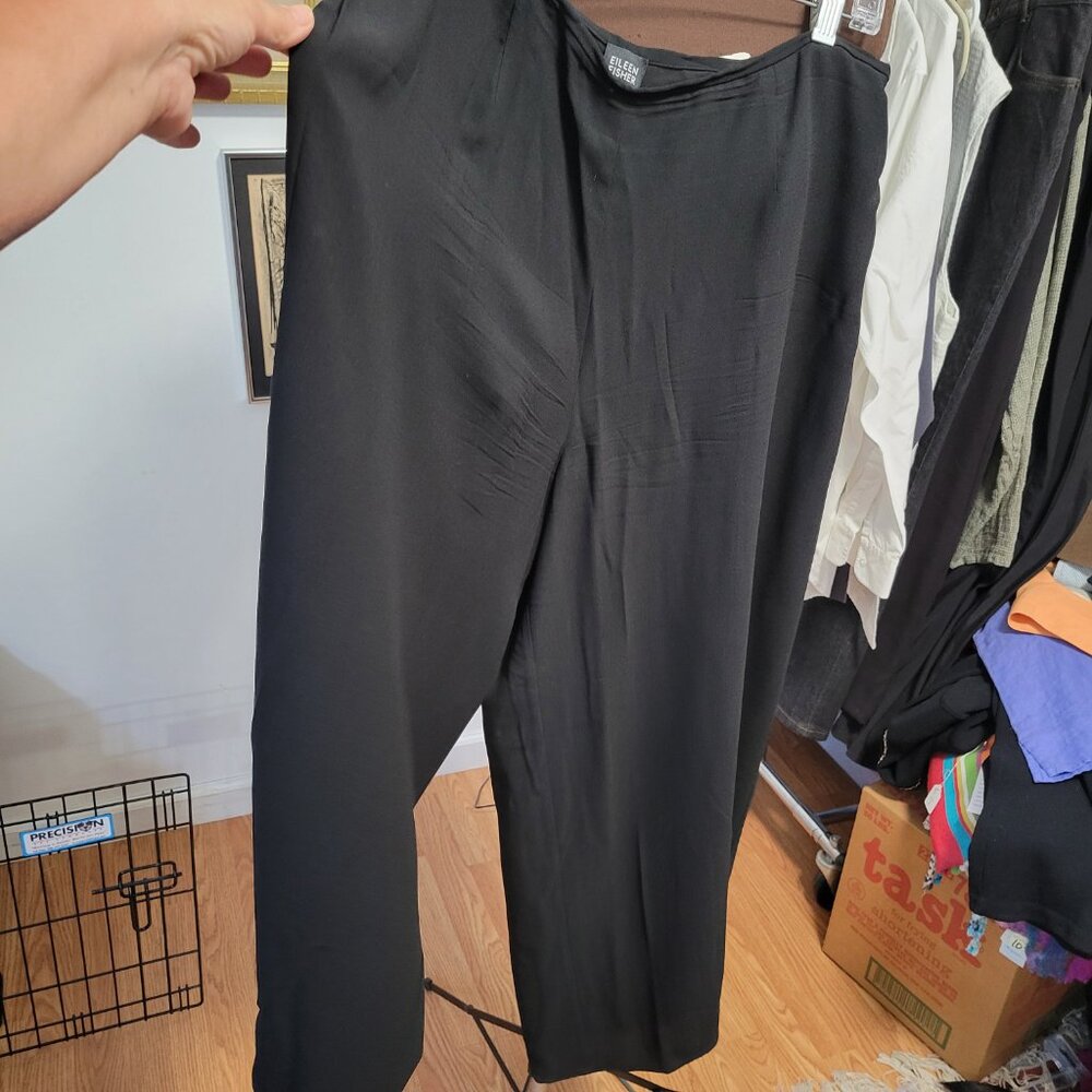 Eileen Fisher Black Silk Palazzo Pants Size L - Picture 3 of 5